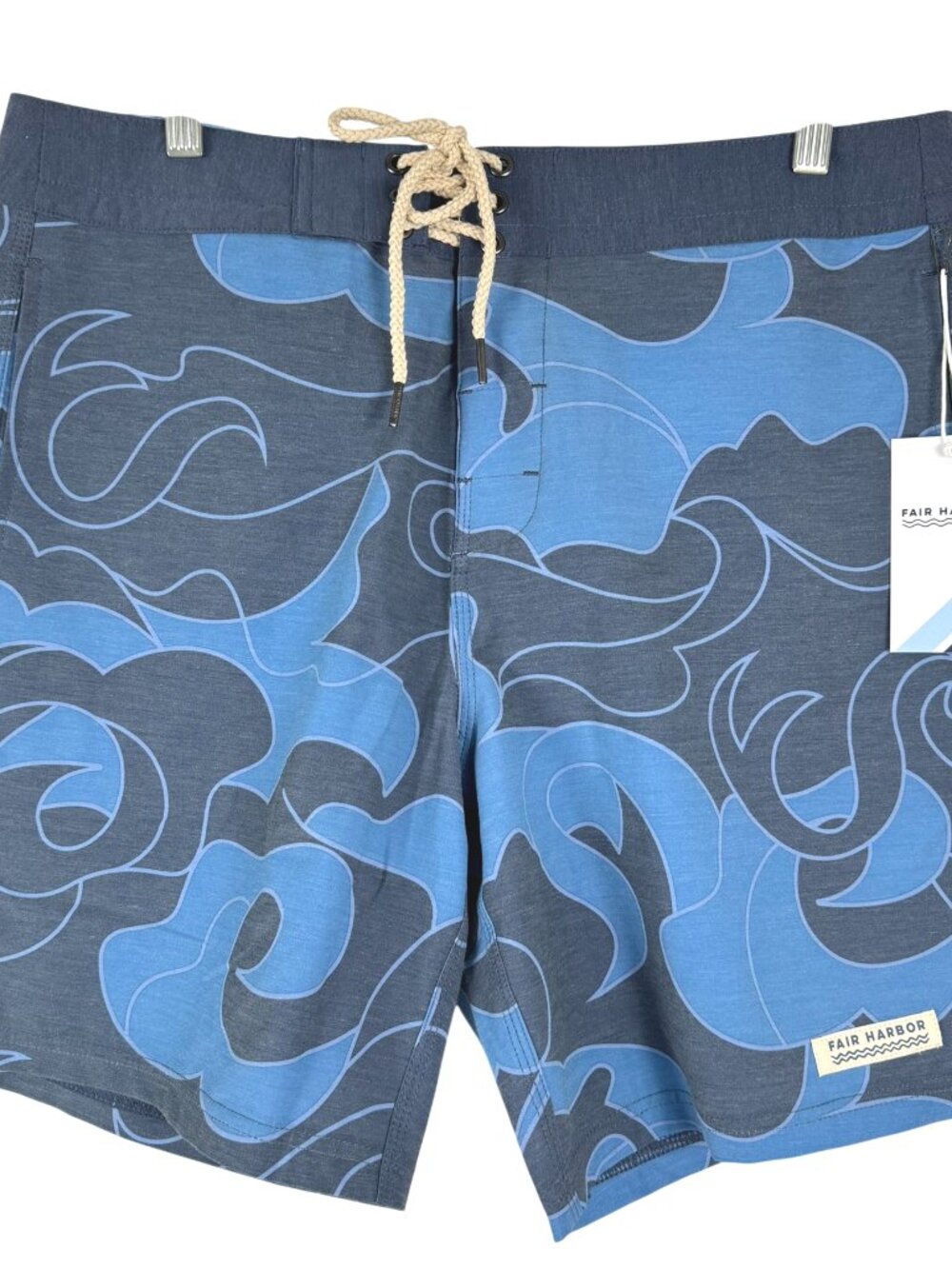 Fair Harbor Nautilus Boardshorts Mens Size 34 Blue Retro Waves NWT SS-2392
